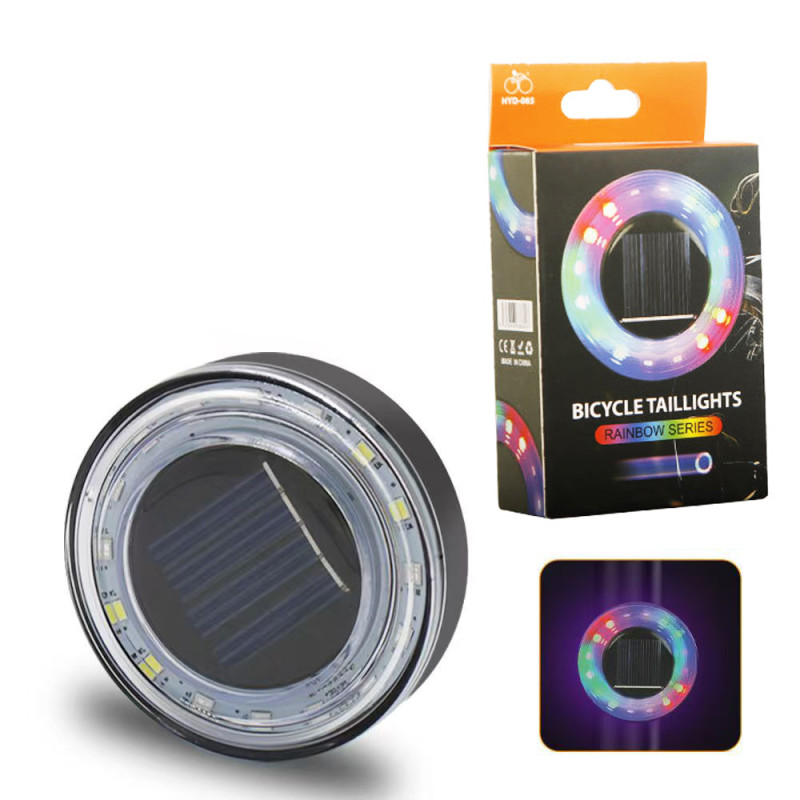 Велоліхтар HYD-085-SMD (RGB), сонячна батарея, Waterproof, Li-Ion акумулятор, ЗУ Type-C
