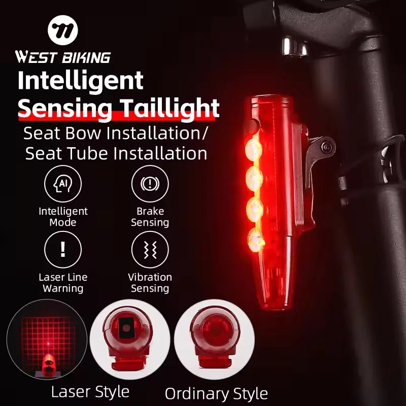 Велоліхтар LEADBIKE LD77-LS-4LED з лазерною розміткою, waterproof, Li-Ion акумулятор, ЗУ Type-C