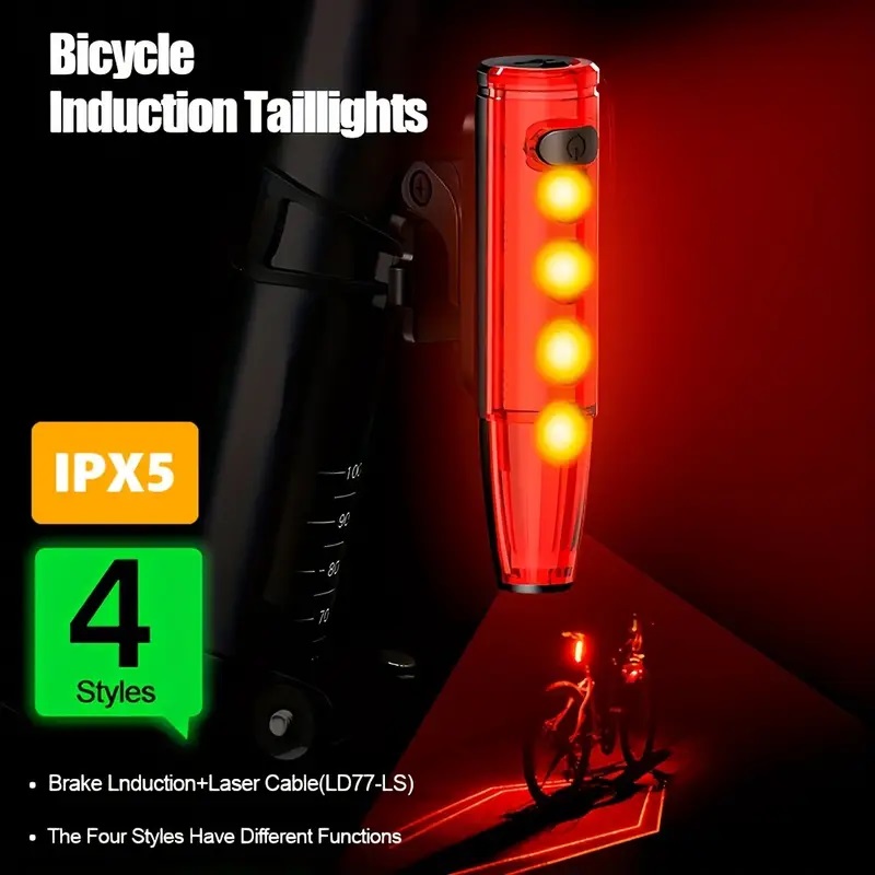Велоліхтар LEADBIKE LD77-LS-4LED з лазерною розміткою, waterproof, Li-Ion акумулятор, ЗУ Type-C