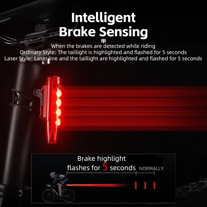 Велоліхтар LEADBIKE LD77-LS-4LED з лазерною розміткою, waterproof, Li-Ion акумулятор, ЗУ Type-C