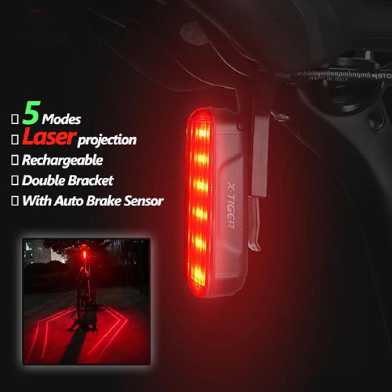Велоліхтар LEADBIKE LD80-6LED з лазерною розміткою, waterproof, Li-Ion акумулятор, ЗУ Type-C