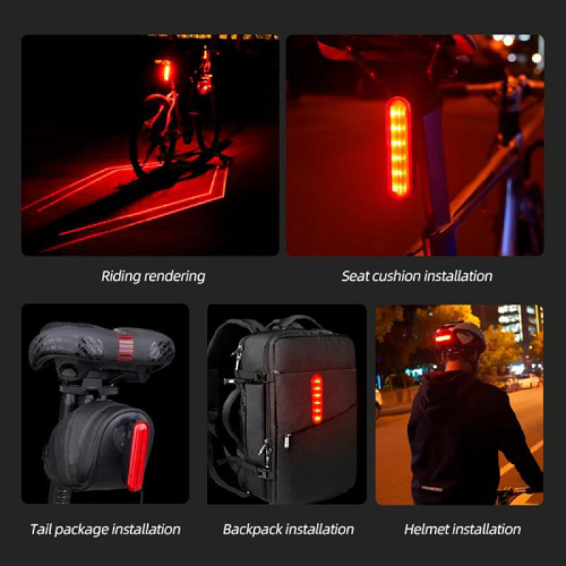 Велоліхтар LEADBIKE LD80-6LED з лазерною розміткою, waterproof, Li-Ion акумулятор, ЗУ Type-C