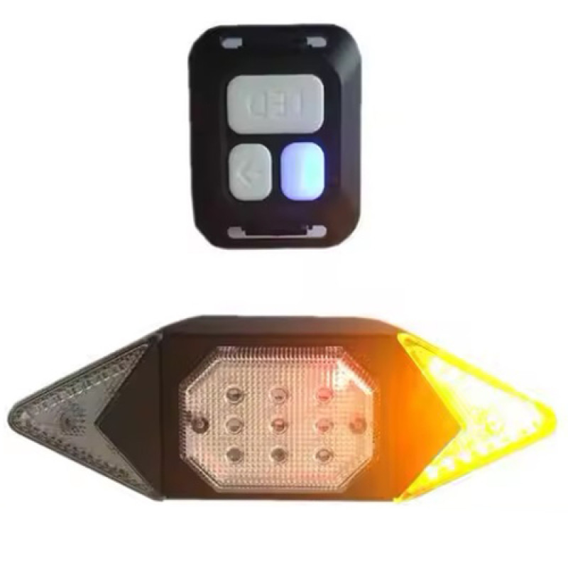 Велофонарь LY-6700 с указанием поворотов (red+yellow+blue), waterproof, ЗУ microUSB, Li-Ion аккум., пульт управления, CR2032 оптом в Украине