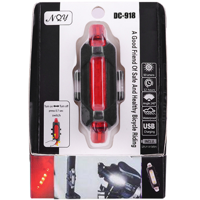 Велофонарь STOP DC-918/093, red, Waterproof, Li-Ion аккум., ЗУ microUSB оптом в Украине