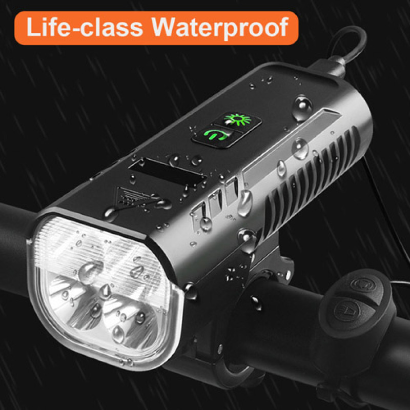 Велофара з сигналом FY-336-4T6, power bank, виносна кнопка, Waterproof, Li-Ion акумулятор, ЗУ microUSB, Box