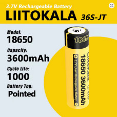 Акумулятор 18650, LiitoKala 36S-JT, 3600mAh, ОРИГІНАЛ