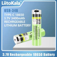 Акумулятор 18650, LiitoKala USB-34B, 3400mah, з вбудованим USB портом для заряджання, захист, ОРИГІНАЛ