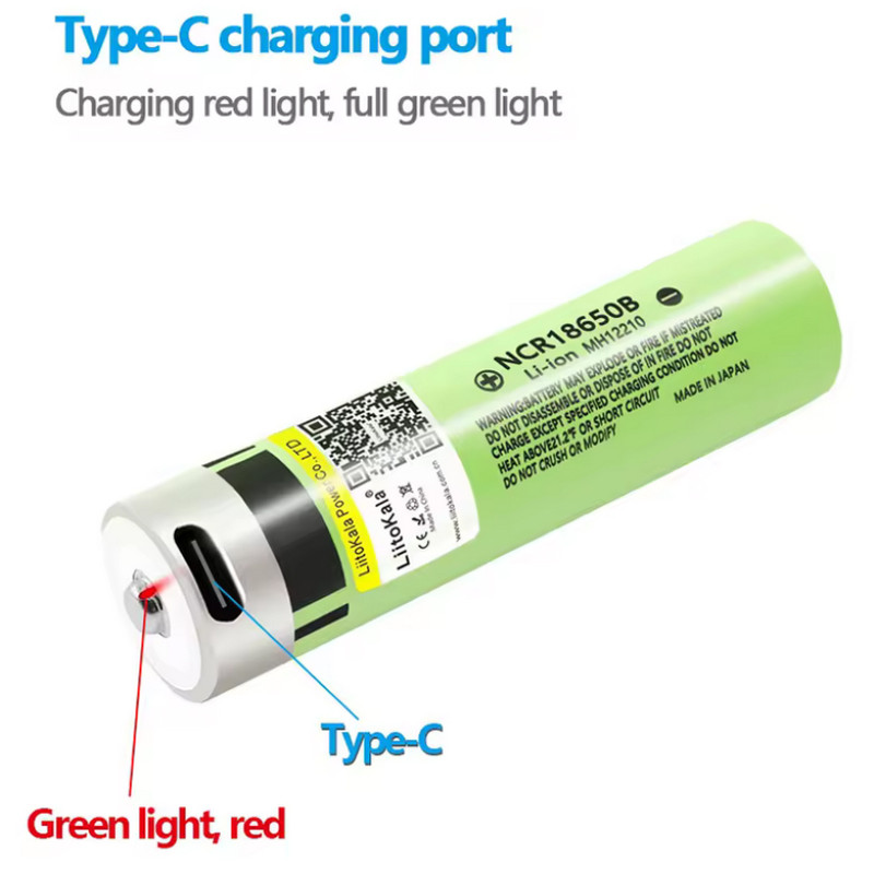 Акумулятор 18650, LiitoKala USB-34B, 3400mah, з вбудованим USB портом для заряджання, захист, ОРИГІНАЛ