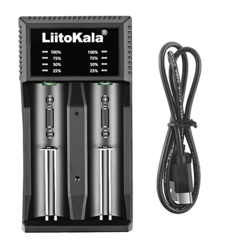 Зарядний пристрій LiitoKala Lii-C2, 2×21700/ 26650/ 18350/ 16340/ 18500