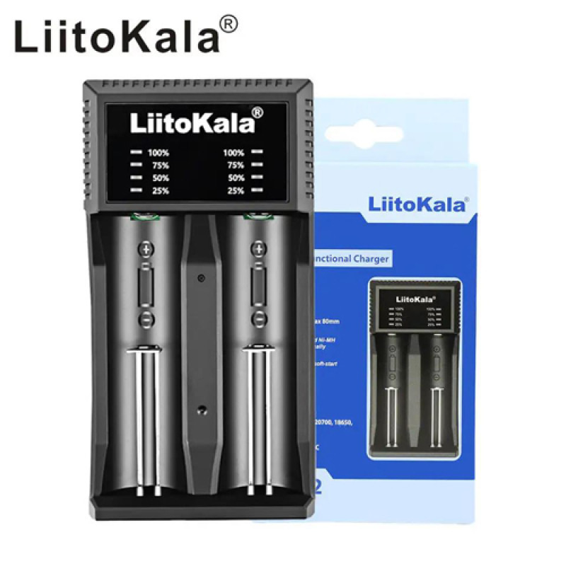 Зарядний пристрій LiitoKala Lii-C2, 2×21700/ 26650/ 18350/ 16340/ 18500