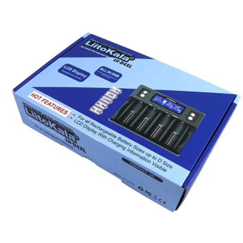 Зарядний пристрій LiitoKala Lii-D4XL, 4×21700/ 18650/ 26650/ 26700/ 32700/ AAA/ 9V