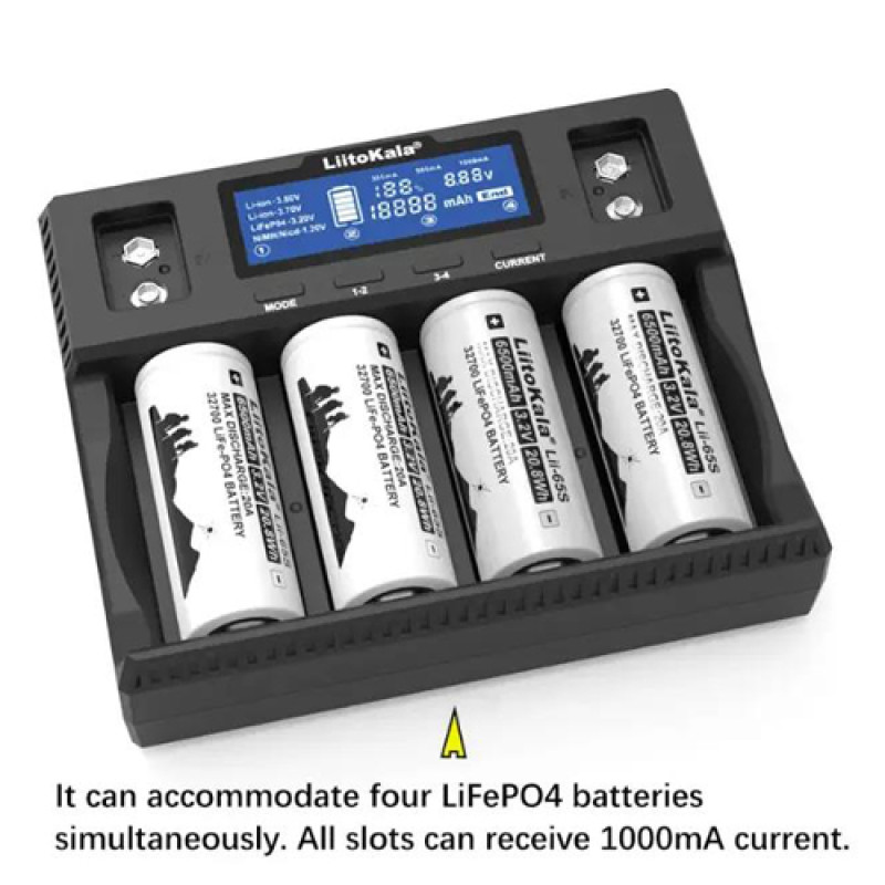 Зарядний пристрій LiitoKala Lii-D4XL, 4×21700/ 18650/ 26650/ 26700/ 32700/ AAA/ 9V