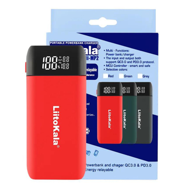 Зарядний пристрій + POWER BANK LiitoKala Lii-MP2, 2×18650/ 21700