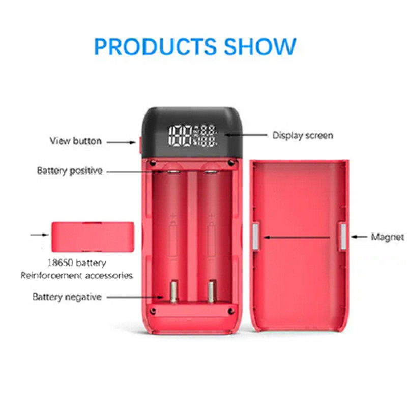 Зарядний пристрій + POWER BANK LiitoKala Lii-MP2, 2×18650/ 21700