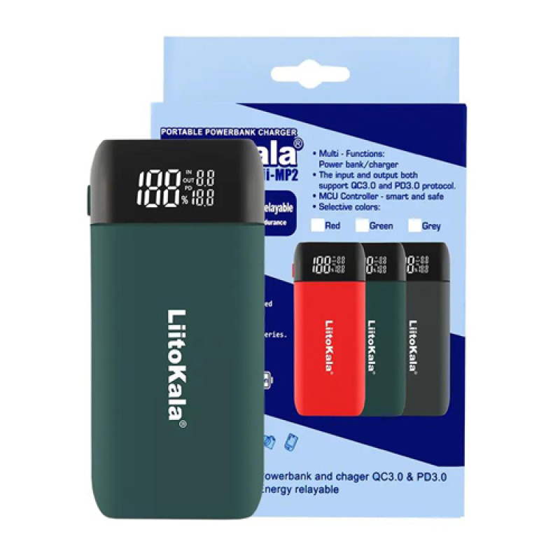 Зарядний пристрій + POWER BANK LiitoKala Lii-MP2, 2×18650/ 21700