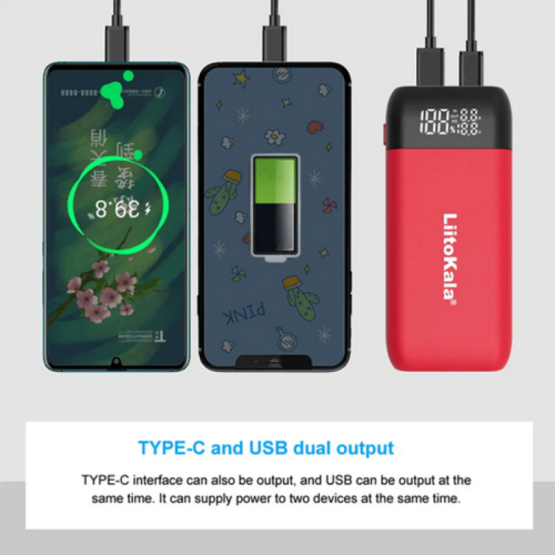 Зарядний пристрій + POWER BANK LiitoKala Lii-MP2, 2×18650/ 21700