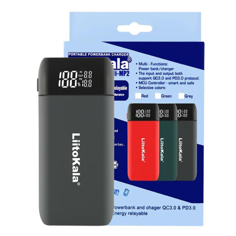 Зарядний пристрій + POWER BANK LiitoKala Lii-MP2, 2×18650/ 21700